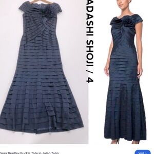 Tadashi Shoji Rosette Shutter Pleat Sheath Dress